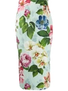 Dolce & Gabbana Floral-print Crepe Pencil Skirt In Blue