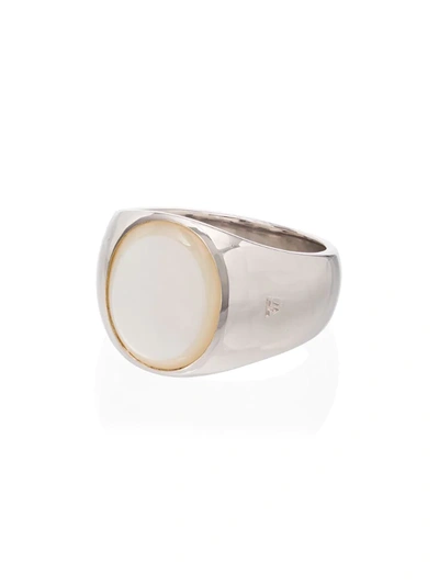 Tom Wood Sterling Silver Oval Mother Of Pearl Ring
