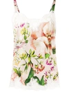 Dolce & Gabbana Lace-trimmed Floral-print Silk-blend Camisole In Pink