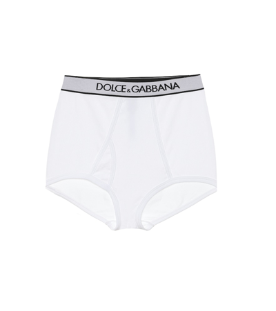 Dolce & Gabbana Logo弹力棉质三角裤 In White