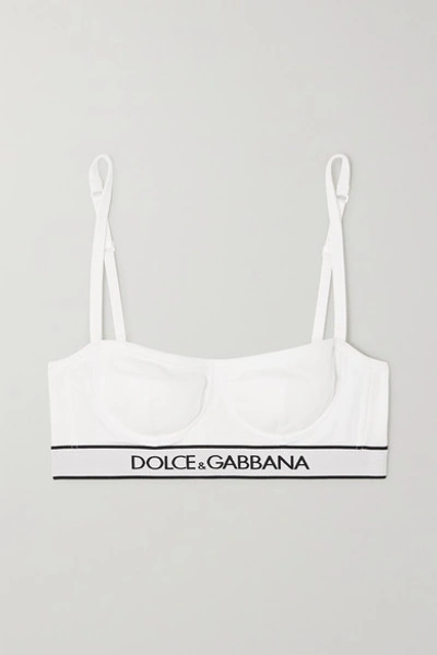 Dolce & Gabbana Generation Z Ribbed Stretch-cotton Jersey Underwired Balconette Bra In White