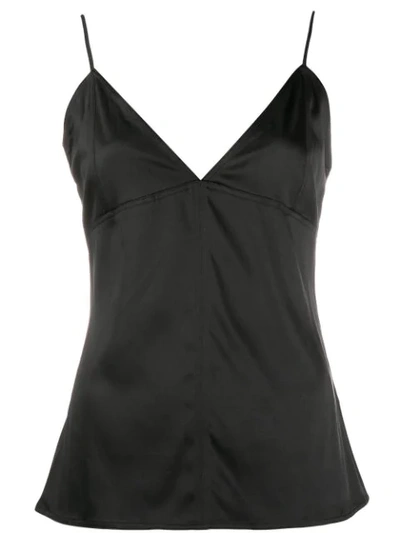 Bottega Veneta Stretch Lace-paneled Satin Camisole In Black