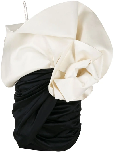 Magda Butrym Belgrade Crystal-embellished Ruffled Two-tone Silk And Wool-blend Mini Dress In White,black