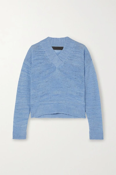 The Elder Statesman Flaco Mélange Cashmere Sweater In Blue