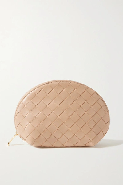 Bottega Veneta Intrecciato Leather Cosmetics Case In Beige