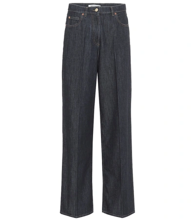 Valentino High-rise Wide-leg Jeans In Blue