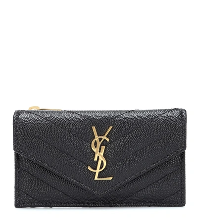 Saint Laurent Envelope S号皮革钱包 In Black