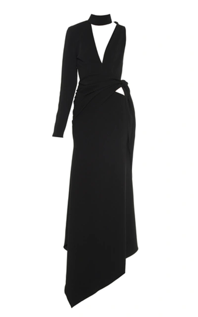Aleksandre Akhalkatsishvili Asymmetric Cutout Georgette Gown In Black