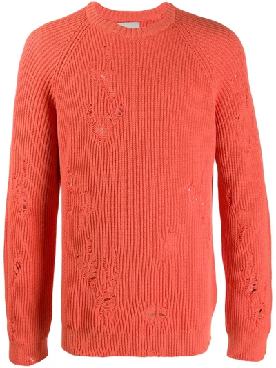 Laneus Distressed Relaxed-fit Jumper In Orange