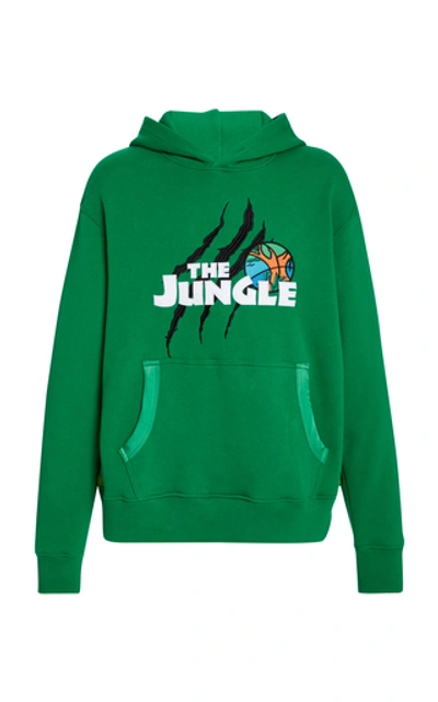 Just Don The Jungle Printed Cotton-jersey Hoodie In Green