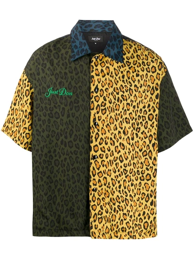 Just Don Leopard-print Short-sleeved Shirt In Multicolor