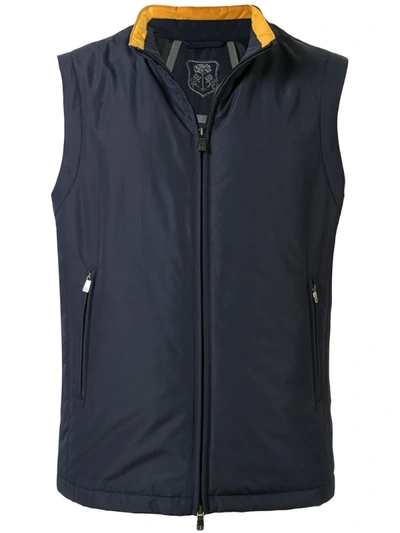 Corneliani Waterproof Mock Neck Gilet In Blue