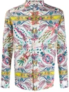 Etro Multi-print Point-collar Shirt In White