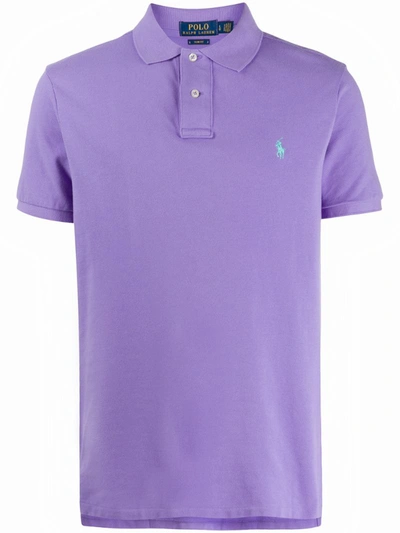 Polo Ralph Lauren Embroidered Logo Polo Shirt In Purple