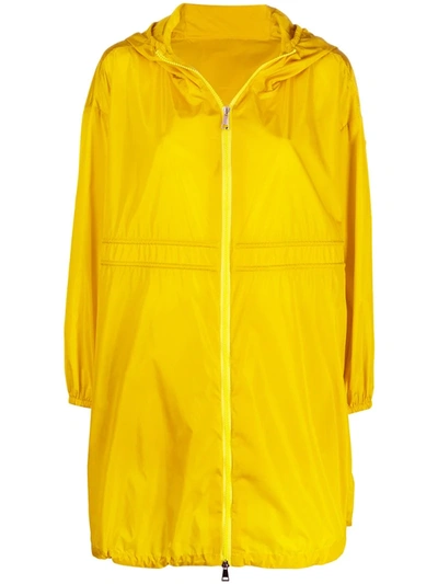 Moncler Logo Drawstring Raincoat In Yellow