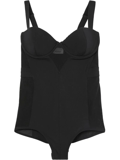 Burberry Mesh Panel Swimsuit In Black