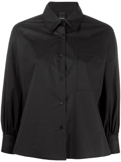 Pinko Boxy Bishop Sleeve Shirt In Black