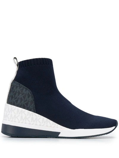 Michael Michael Kors Skyler Sock Boot Trainer In Blue