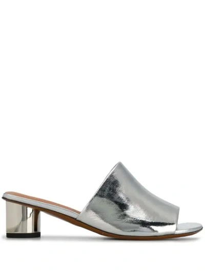 Clergerie Women's Lea Metallic Leather Mules In Silver