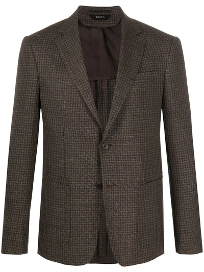Z Zegna Knitted Single Breasted Blazer In Neutrals