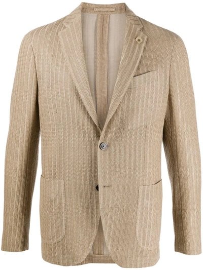 Lardini Knitted Ribbed Blazer In Neutrals