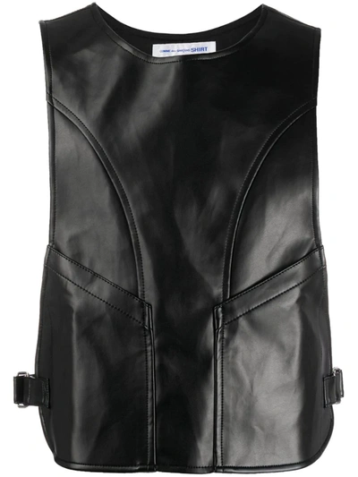Comme Des Garçons Shirt Textured Side Buckle Waistcoat Jacket In Black