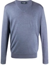 Hackett V-neck Jumper In Blue