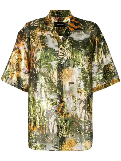 Dsquared2 Printed Bowling Shirt In Green