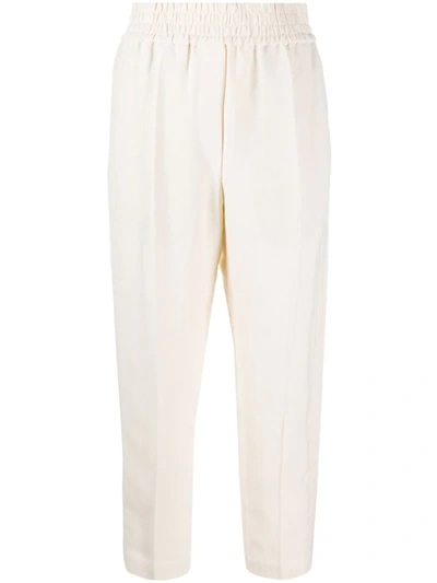 Brunello Cucinelli Beige Cropped Tapered Trousers