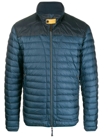 Parajumpers Contrast-yoke Quilted Down Jacket In Blue