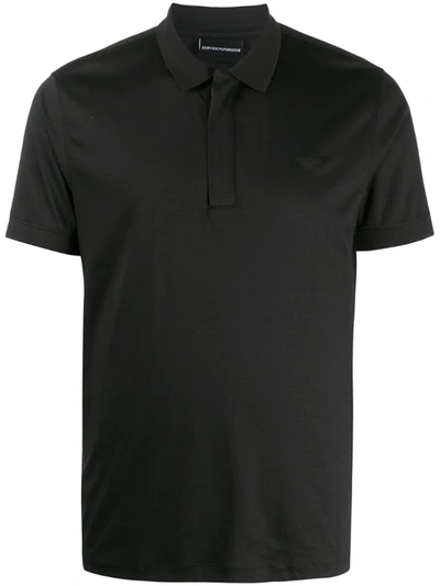 Emporio Armani Zipped Polo Shirt In Black
