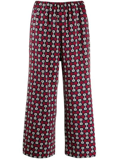 Gucci All-over Print Cropped Trousers In Blue