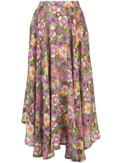 Lhd French Riviera Skirt, Floral Purple In Multicolor