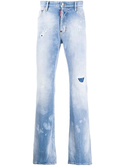 Dsquared2 Distressed Flared-leg Jeans In Blue