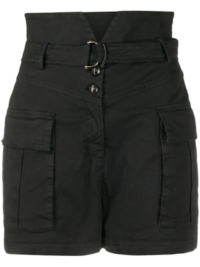 Pinko Notched-waist Cargo Shorts In Black