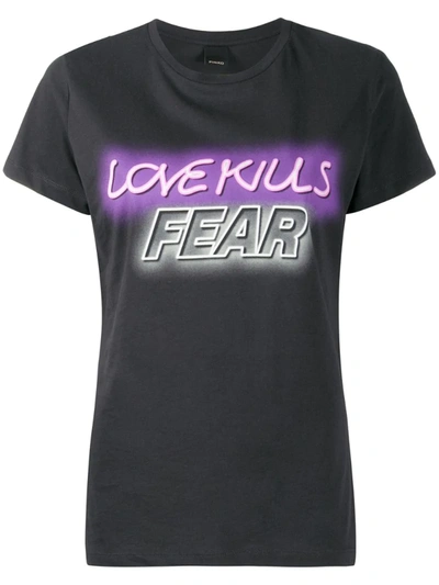 Pinko Love Kills Fear T-shirt In Black