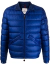 Moncler Zipped Up Padded Jacket In Blue