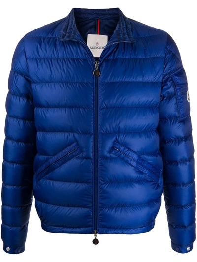 Moncler Zipped Up Padded Jacket In Blue