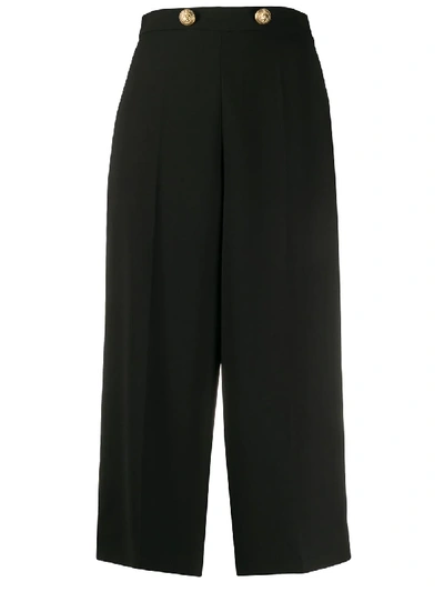 Elisabetta Franchi High Rise Cropped Trousers In Black