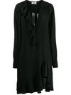 Victoria Beckham Ruffled Short Shift Dress In Black