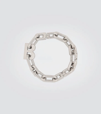 Balenciaga B-logo Chain-link Metal Bracelet In 926 Shiny Silver