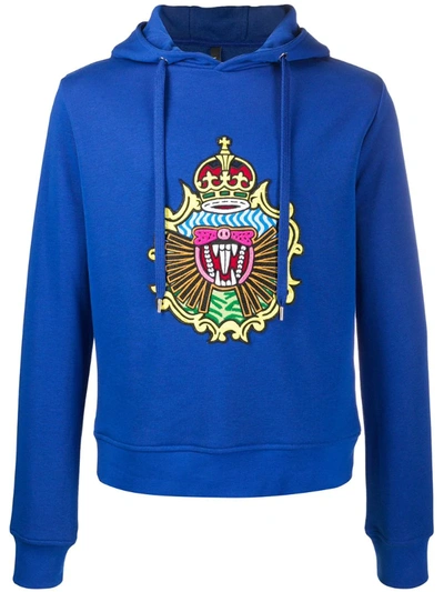 Neil Barrett Embroidered Chest Patch Hoodie In Blue