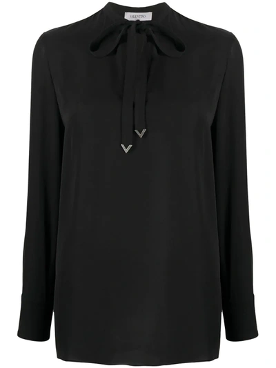 Valentino Pussy-bow Blouse In Black