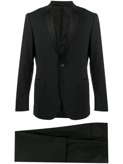 Tonello Satin Trim Suit Set In Black