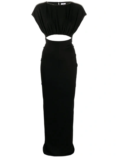 Elisabetta Franchi Open Back Ruched Maxi Dress In Black