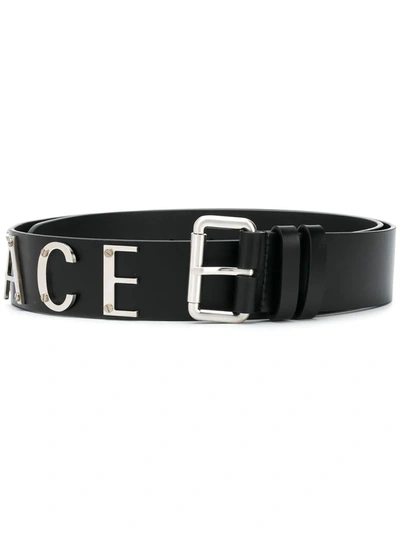 Versace Logo Embellished Belt In Black