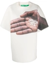 Benetton Hand Print Oversized T-shirt In White