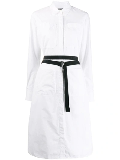 Diesel Mid-length Belted Shirt Dress In White