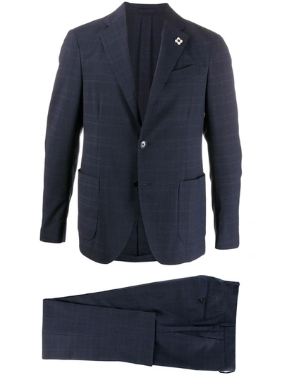 Lardini Checked Two Piece Suit In Blue