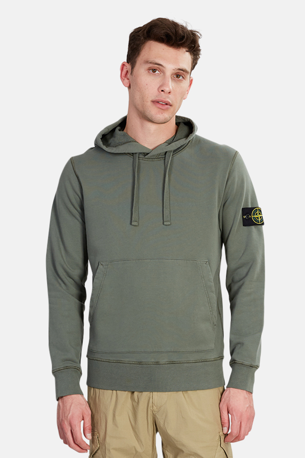 Stone Island Cotton Hoodie Green In Olive | ModeSens
